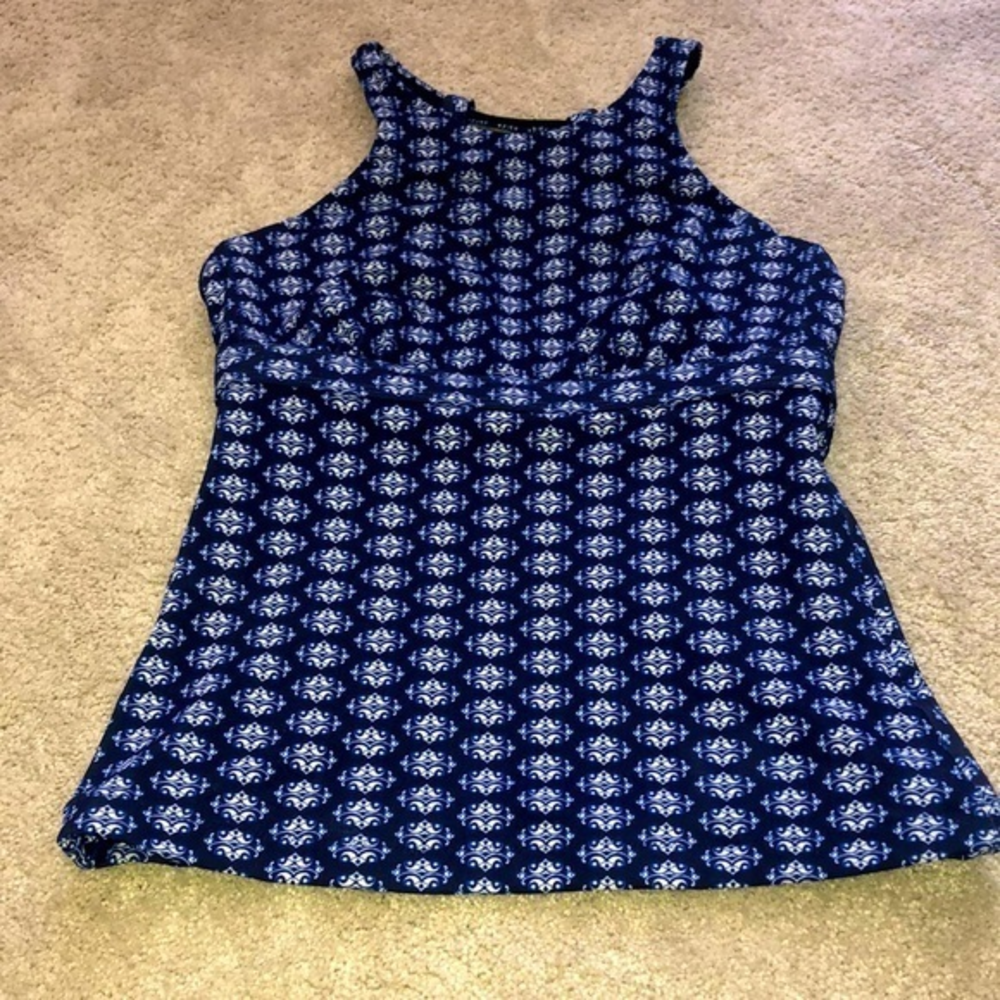Athleta 32B/C‎ Tankini Top Blue Print Swimwear